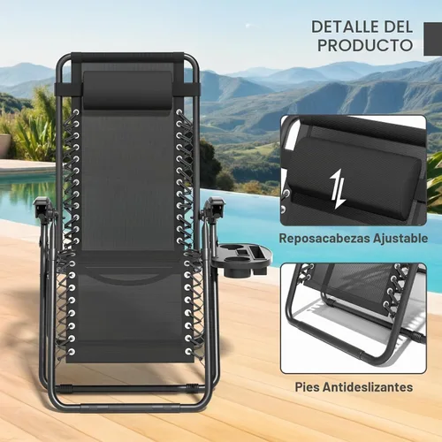 Vista 11 de Magshion Zero Gravity - Silla de camping reclinable, color negro