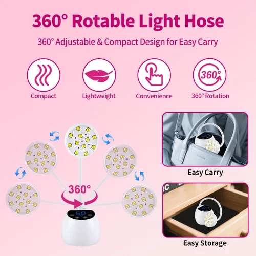 Vista 7 de Lámpara de uñas UV, cuello de cisne inalámbrico de 36 W, lámpara de curación de flash con 3 temporizadores y sensor automático para arte de uñas