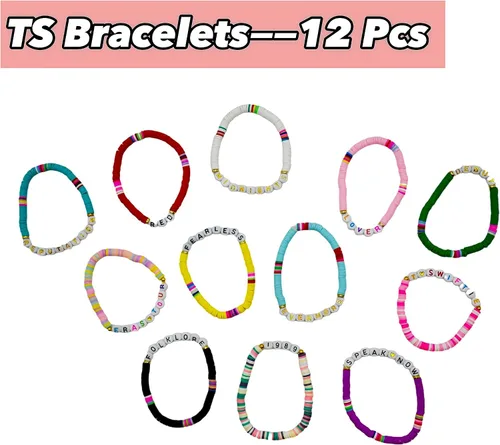 Vista 2 de Juego de 12 pulseras de la amistad inspiradas en Taylor Singer para Eras Tour Anti Hero 1989 Reputation Music Women Lover Gifts Jewelry for Swiftie