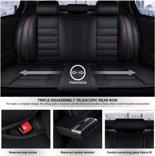 Vista 6 de Aoyade Juego completo de fundas de asiento de automóvil para Focus MK1 MK2 MK3 MK4 ST 1998-2022 protectores de banco divididos delanteros y traseros
