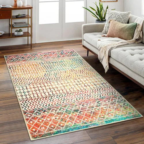 Vista 36 de Alfombra marroquí de área de 2x3 pies, color negro desgastado, alfombra de entrada antideslizante pequeña, suave, de pelo bajo, lavable, tapete