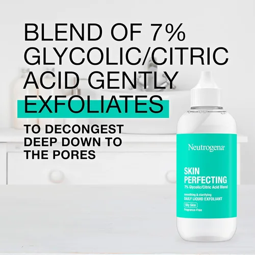 Vista 15 de Neutrogena Exfoliante facial líquido diario perfeccionador de la piel con 7% de mezcla de ácido glicólico/cítrico para piel grasa, exfoliante facial