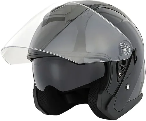 Vista 6 de 1Storm Casco de motocicleta abierto para scooter, clásico Knight Bike, lente dual/visera de sol: HJK526