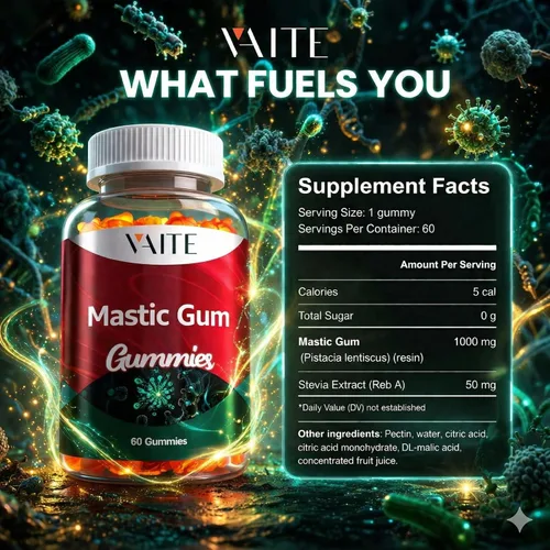 Vista 3 de Gomitas de goma mastica de 1000 mg – Suplemento de apoyo digestivo, resina de pistacia lentiscus, vegano, sin gluten, sin OMG, salud intestinal