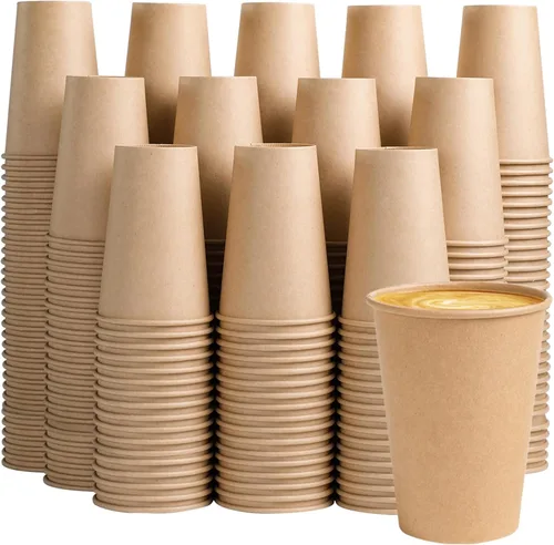 Vista 14 de BYSNOW Paquete de 200 vasos de papel kraft de 10 onzas, tazas de café de papel desechables, tazas de café marrones sin blanquear para bebidas