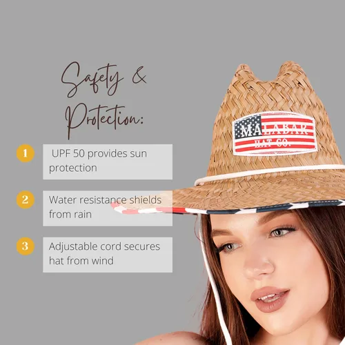 Vista 7 de Sombrero de paja con estampado de tela para hombres y mujeres, sombrero de salvavidas, playa, natación, crucero, tabla de remo, barco, pesca, se
