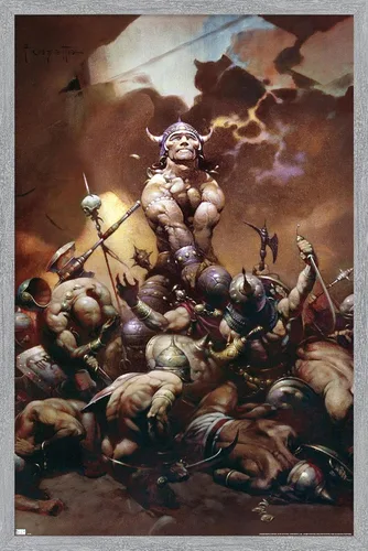Vista 16 de Trends International Frank Frazetta - Póster de pared de destructor, 34 pulgadas de largo x 22.4 pulgadas, versión enmarcada en oro Versión