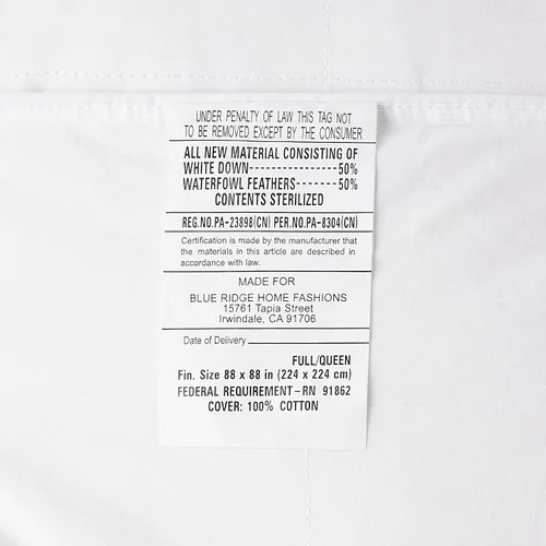 Vista 3 de Blue Ridge Home Fashions kathy ireland - Edredón de plumas blancas de 240 hilos