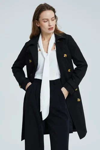 Vista 4 de Orolay Women's Mid-length Jacket Double Breasted Trench Coat with Belt