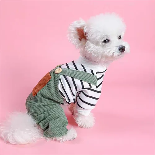 Vista 2 de Ropa para mascotas, overol clásico para perro, ropa para cachorros, overol con peto, pijamas de invierno de Navidad para perros, overol