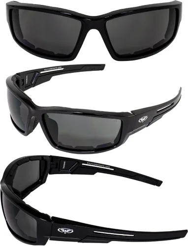 Vista 5 de Global Vision Sly - Gafas de sol acolchadas de espuma para motocicleta, montura negra Humo