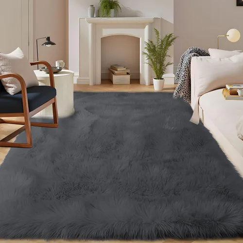 Vista 118 de Latepis - Alfombra rectangular de piel sintética tipo lana de oveja suave y esponjosa de estilo bohemio para sala de estar, dormitorio y residencias