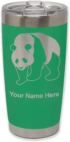 Vista 7 de LaserGram Vaso aislado al vacío de 20 onzas, oso panda, grabado personalizado incluido (negro)