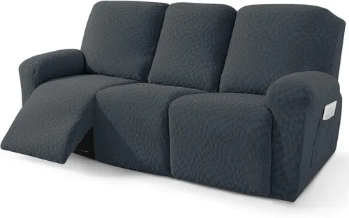 Vista 20 de ZNSAYOTX 2026 Funda elástica para sillón reclinable de 3 piezas (61 cm-94 cm) Fundas súper suaves para silla reclinable con bolsillo grande y lazos