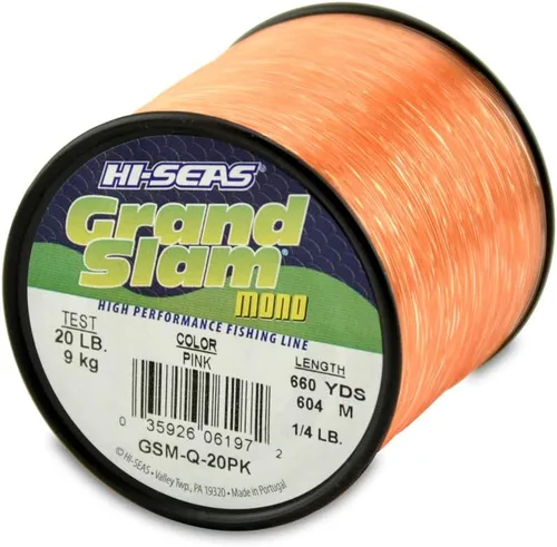 Vista 60 de HI-SEAS Línea de pesca de monofilamento Grand Slam - Fuerte y resistente a la abrasión en transparente, rosa, verde, azul humo, amarillo Amarillo