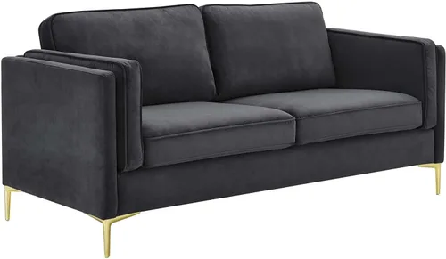 Vista 3 de Modway EEI-4453-CHA Kaiya - Sofá de terciopelo de alto rendimiento, color carbón