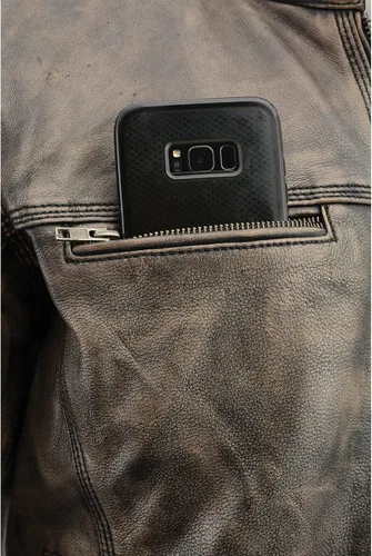 Vista 4 de Milwaukee Leather Chaqueta de moto marrón envejecido para hombre con ventilación