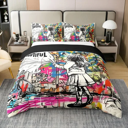 Vista 14 de Homewish Theater Cinema Poster 100% Cotton Duvet Cover Twin Size,Retro Movie Bedding Set 2Pcs for Kids Girls Boys Room Decor,Popcorn Comforter Cover