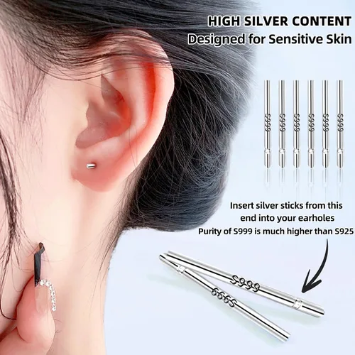 Vista 5 de Self Ear Piercing Gun Kit with 12 Pairs of CZ Ear Stud Piercing Tools with Multi-Purpose Ear Gun for Salon and Home Use