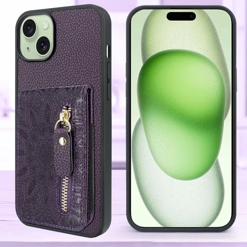 Vista 2 de Harryshell Funda compatible con iPhone 15 Plus/14 Plus con ranuras para tarjetas [soporta hasta 6 tarjetas] Función de atril, bolsillo