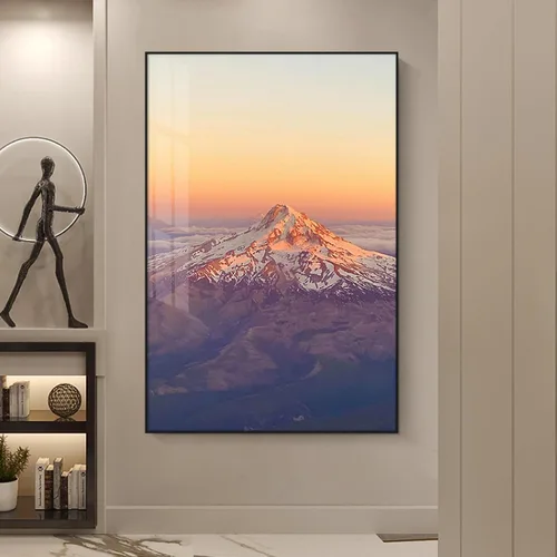 Vista 5 de Impresiones en lienzo Cartel de la naturaleza Cuadros de paisaje de las montañas del pico de la nieve del amanecer . Impresiones en lienzo Arte
