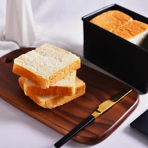 Vista 7 de Molde para pan comercial Pullman con tapa, capacidad de masa de 1 libra, caja de tostadas plana rectangular antiadherente para hornear al horno, 8.3
