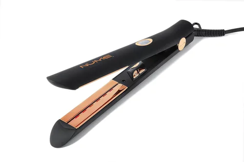 Vista 2 de NuMe Style Setter - Plancha plana de titanio, planchas flotantes de 1 pulgada con acondicionamiento de iones negativos, tira de luz infrarroja
