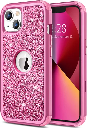 Vista 15 de Hython Funda para iPhone 13 Funda con Purpurina, Bonita Cubierta Brillante Resplandeciente con Brillo, Resistente 3 en 1 Híbrida de PC Duro TPU