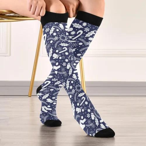 Vista 5 de KOPIRIT Merry Christmas Angel Compression Socks for Women Men Compression Stockings Circulation Support Socks Long Winter Boot Sock for Flights Gym