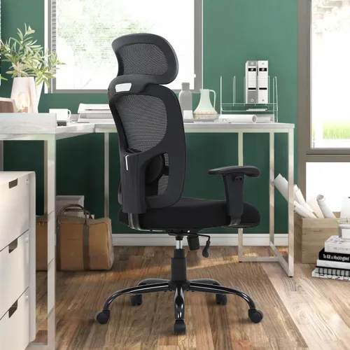Vista 7 de Silla de oficina ergonómica, silla de escritorio de computadora de altura ajustable de 400 libras con soporte lumbar de esponja ajustable, silla