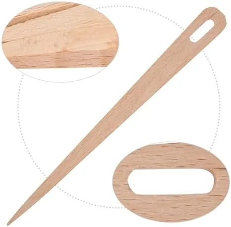 Vista 5 de 5 agujas de tejer de ojo grande, aguja de ganchillo de madera para tejer a mano, tenedor de madera, aguja de ojo, herramienta de tejer tapiz