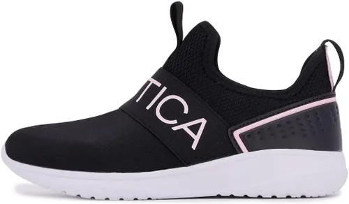 Vista 2 de Nautica Tenis deportivos sin cordones para niñas jóvenes, elegantes zapatos para correr y tenis para niños pequeños y grandes