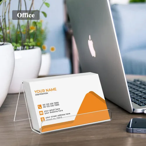 Vista 7 de MaxGear Tarjetero acrílico para escritorio, múltiples tarjetas de visita premium para espacio de trabajo, soporte de plástico transparente
