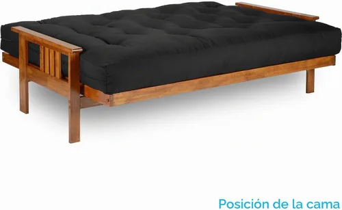 Vista 5 de Stanford juego de futón - Talla Full o Queen, colchón de 8 pulgadas, Madera Noble Cubierta negra de sarga