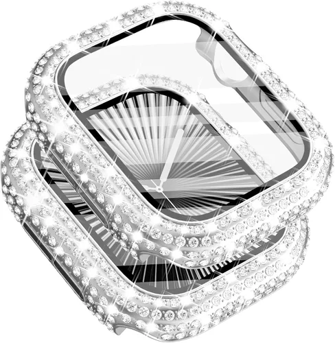 Vista 13 de Surace - Carcasa de 1.49 pulgadas compatible con Apple Watch con protector de pantalla, caja protectora general con diseño de diamantes brillantes