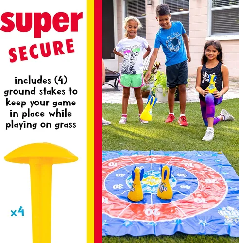 Vista 4 de Franklin Sports Toss N Flip Darts - Juego para interiores y exteriores para niños, juego de lanzamiento de patio con dardos inflables rojos + azules
