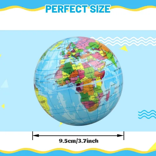 Vista 3 de Umnodobn Mini Earth - Pelotas blandas blandas de 3.7 pulgadas para niños y niñas, juguetes de geografía educativa, juguete de aprendizaje sensorial