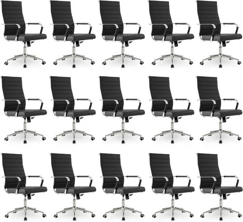 Vista 15 de Okeysen Office Desk Chair, Ergonomic Leather Modern Conference Room Chairs, Executive Ribbed Height Adjustable Swivel Rolling Chair for Home Office