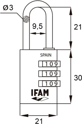 Vista 4 de Ifam Candado de combinación, 000612R Rojo