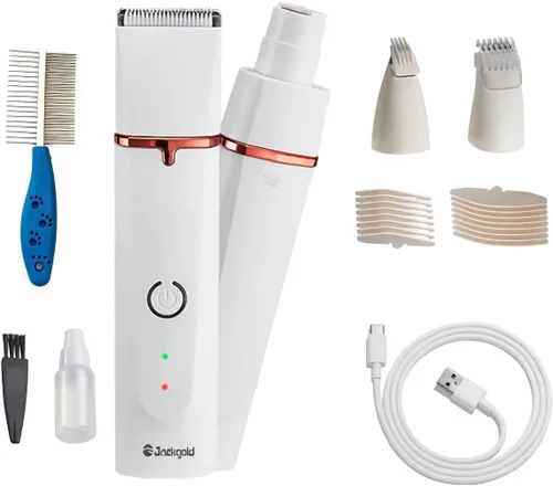 Vista 2 de Kit de cortaúñas para perros, herramientas eléctricas recargables para gatos, afeitadora multifuncional de bajo ruido 4 en 1, sistema de corte