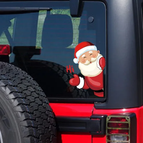 Vista 60 de Pegatina Navideña de Papá Noel Asomado, Lindas Pegatinas de Venado y Muñeco de Nieve para Ventana, Adhesivos para Parachoques de Coche, Adornos