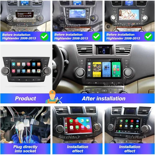 Vista 6 de Highlander - Radio Android compatible con Carplay Android Auto, pantalla táctil estéreo para coche, navegación Bluetooth, reproductor multimedia