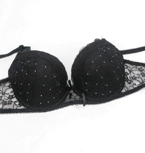 Vista 5 de Conjunto de lencería sexy con brasier de encaje push up para mujer