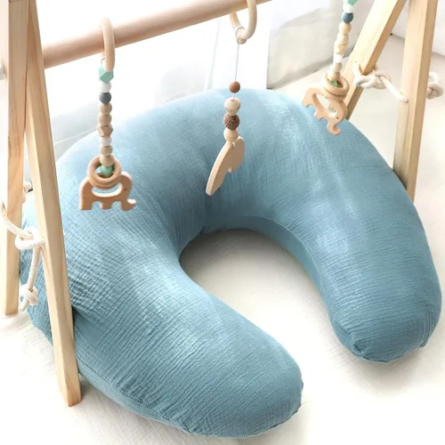 Vista 5 de Hooyax Juego de 2 fundas de almohada de muselina de lactancia, suaves y transpirables, fundas de lactancia para almohadas de lactancia, adorable Azul