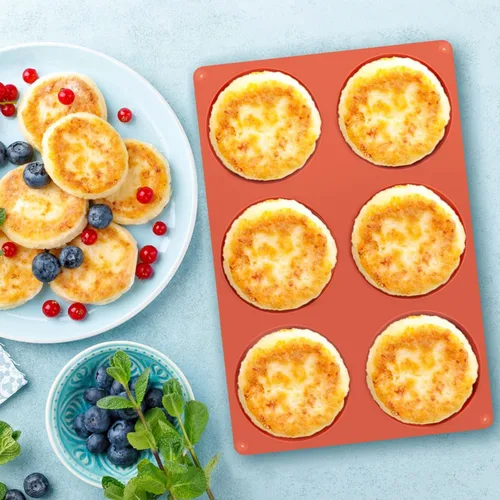 Vista 5 de Ocmoiy Molde de silicona para huevos de 4 pulgadas para sándwiches de desayuno, paquete de 2 moldes antiadherentes de silicona para muffin