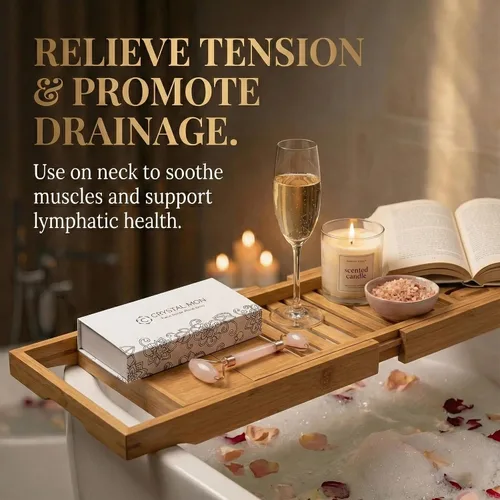 Vista 7 de Crystal Lemon - Rodillo de jade natural para cara, arrugas envejecidas, hinchazón, terapia de tratamiento de masajeador facial de la piel, piedra