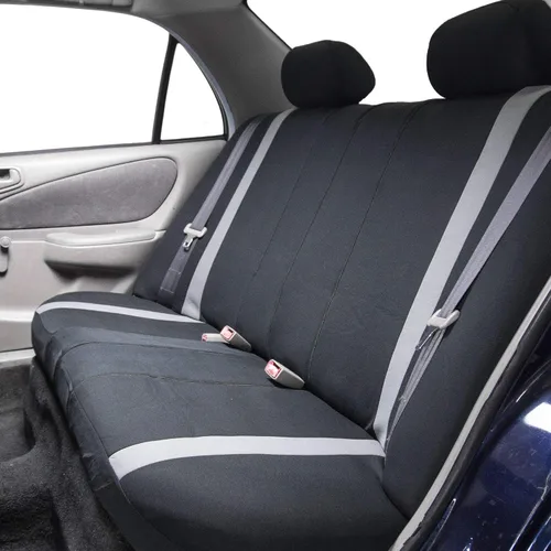 Vista 5 de Fundas para asientos en 3 filas modernas de alta calidad FH GROUP FH-FB033217 color beige y negro, para la mayoría de los autos, camionetas, SUV