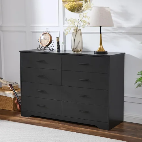 Vista 18 de LIDYUK Cómoda negra para dormitorio, cómoda de 6 cajones y cómodas, cómoda de madera moderna, cómoda de 48 pulgadas de ancho para dormitorio