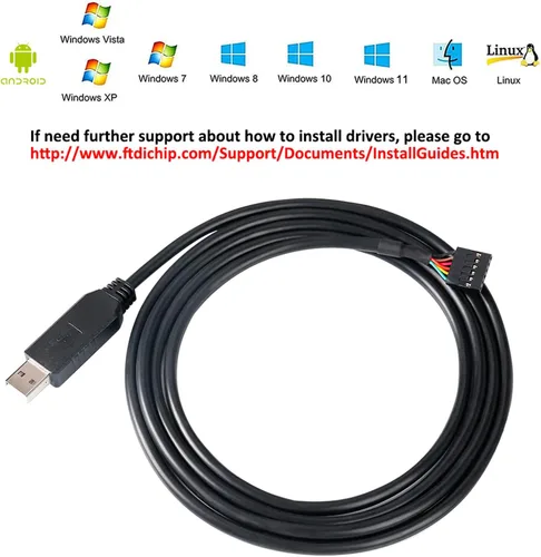 Vista 2 de DTECH Cable adaptador USB a TTL serie de 5 V con chip FTDI FT232RL de 6 pines de 0.1 pulgadas de paso hembra UART IC Windows 11 10 8 7 Linux MAC