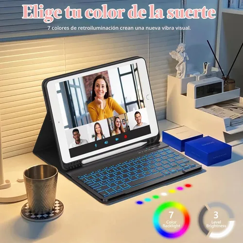 Vista 4 de FUWANG Funda para iPad de 9ª/8ª/7ª generación con teclado de 10,2 pulgadas Negro dorado